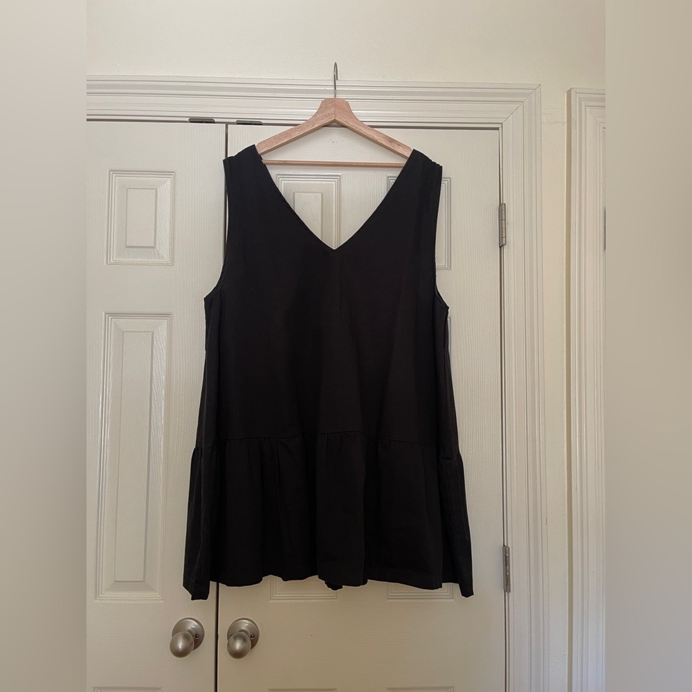 Collusion black denim mini jumper smock dress US 14